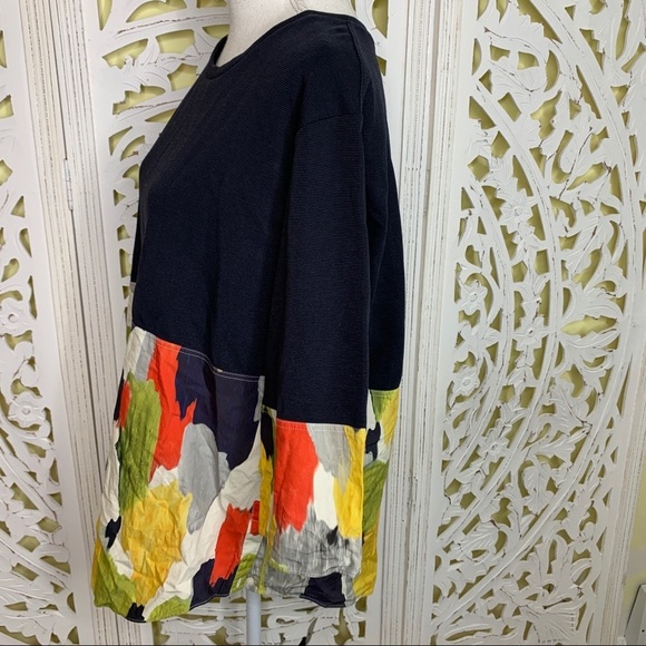 COS Navy Colorblocked Watercolor Top - Picture 4 of 9